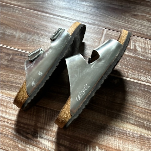 Birkenstock Metallic Silver Sandals - Picture 5 of 6